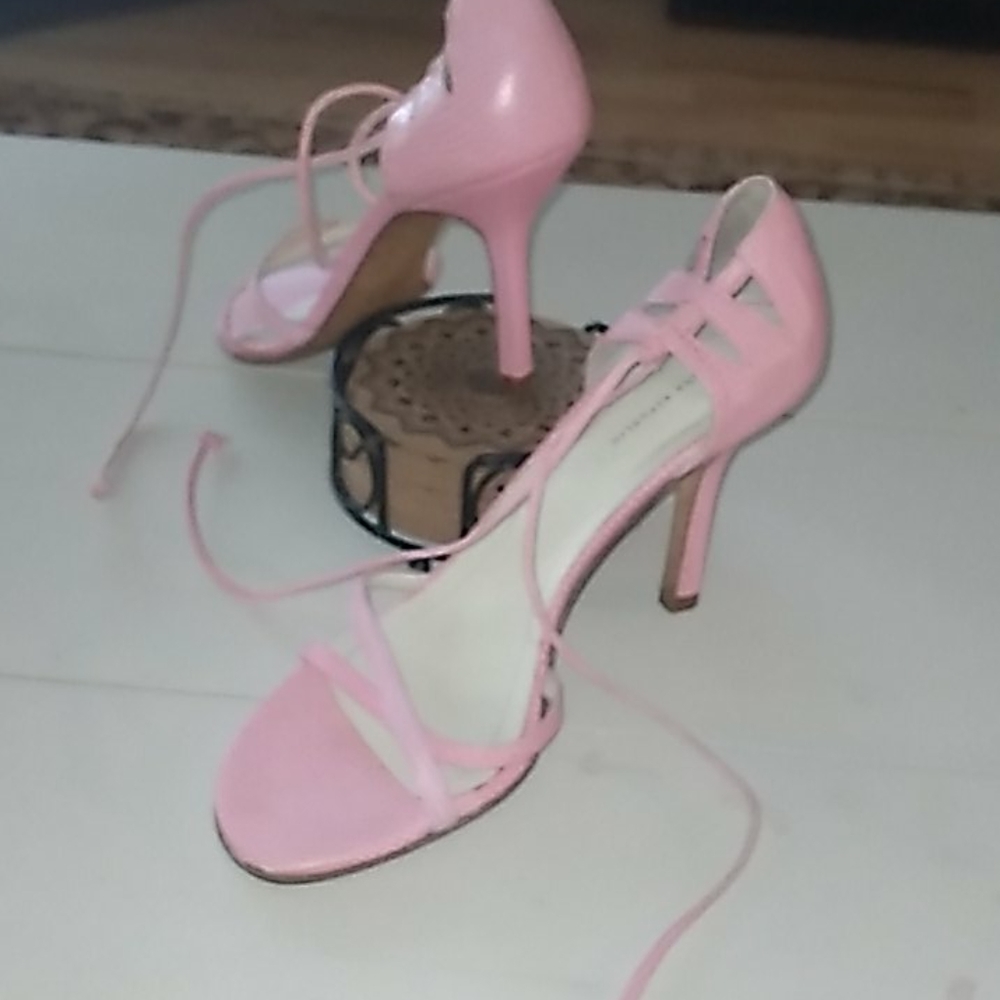 Banana Republic pink Italian leather strap heels